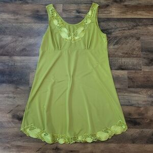 Paltal Green Lacey Slip Dress Nightgown Size XL